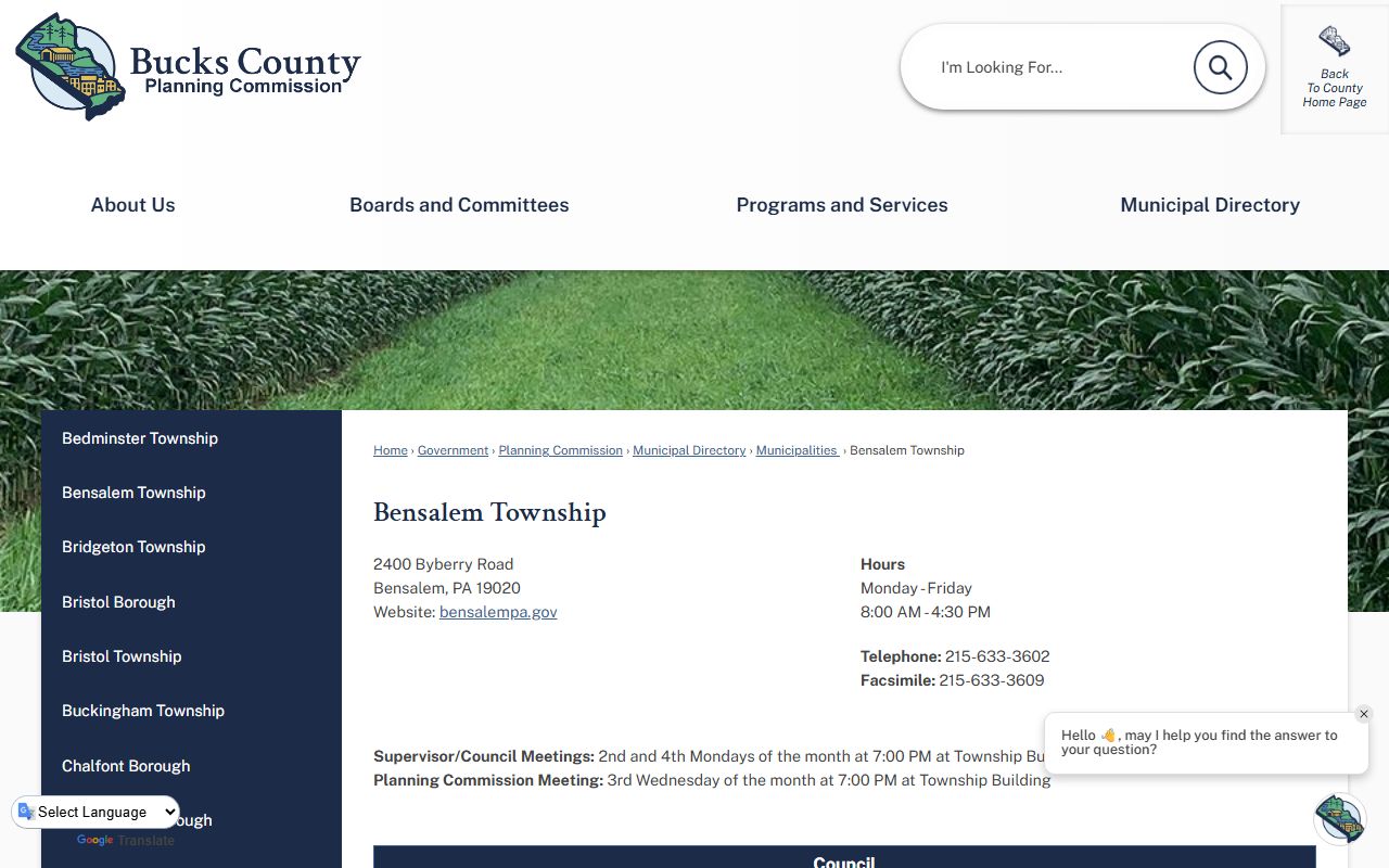 Bensalem Township Pennsylvania genealogy records