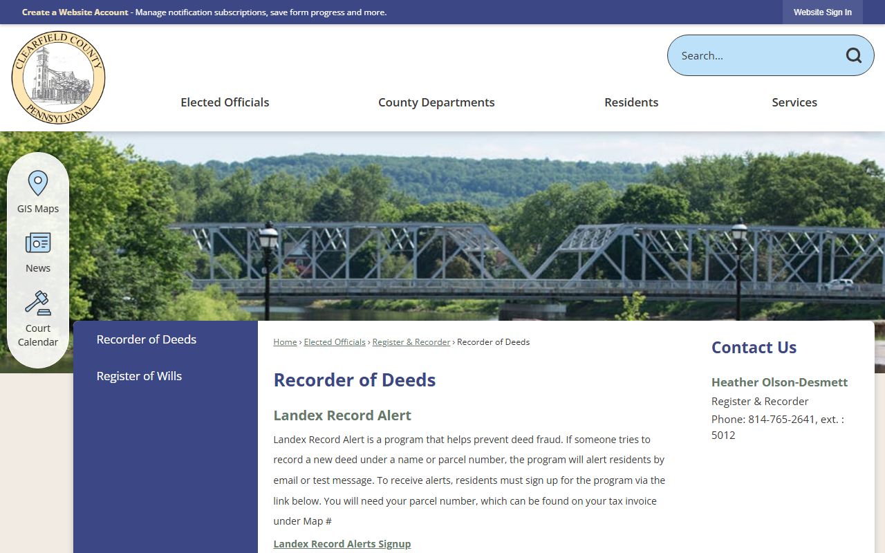 Clearfield County Register of Wills genealogy records