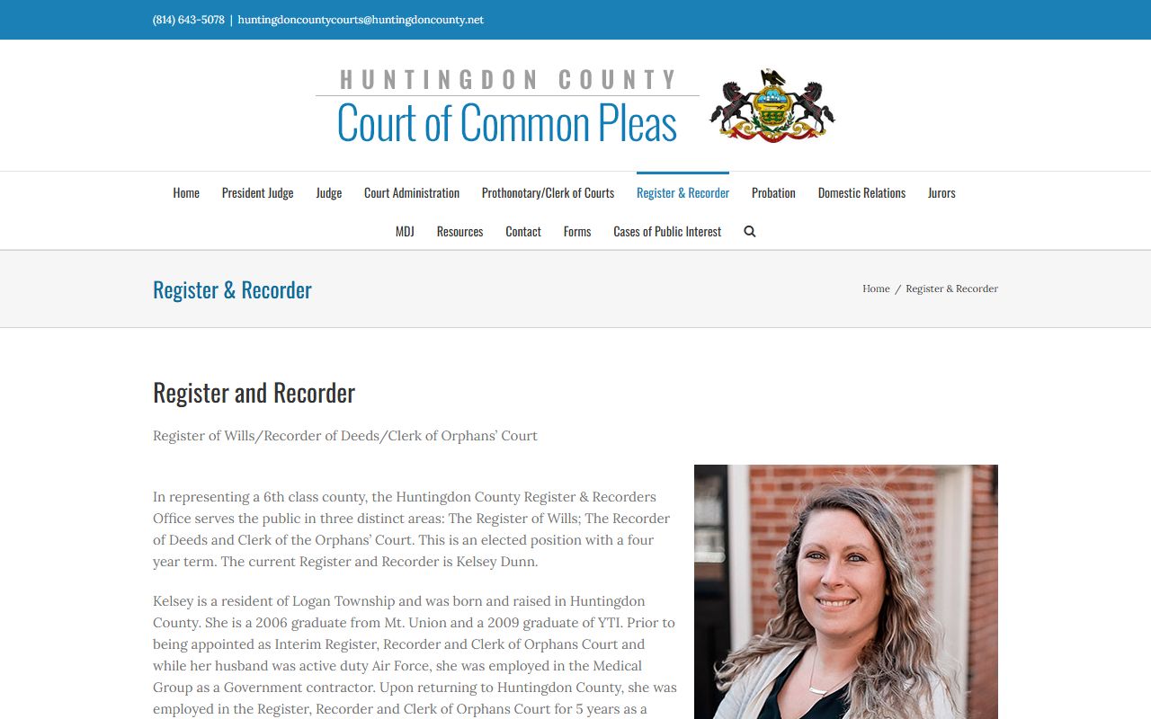 Huntingdon County Pennsylvania Register and Recorder office for genealogy records research