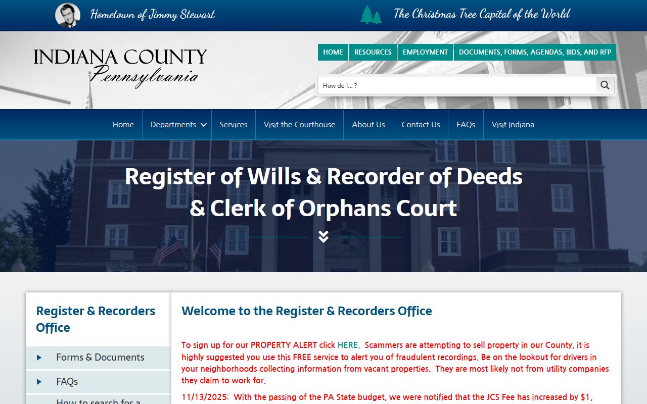 Indiana County Pennsylvania Register and Recorder office for genealogy records research