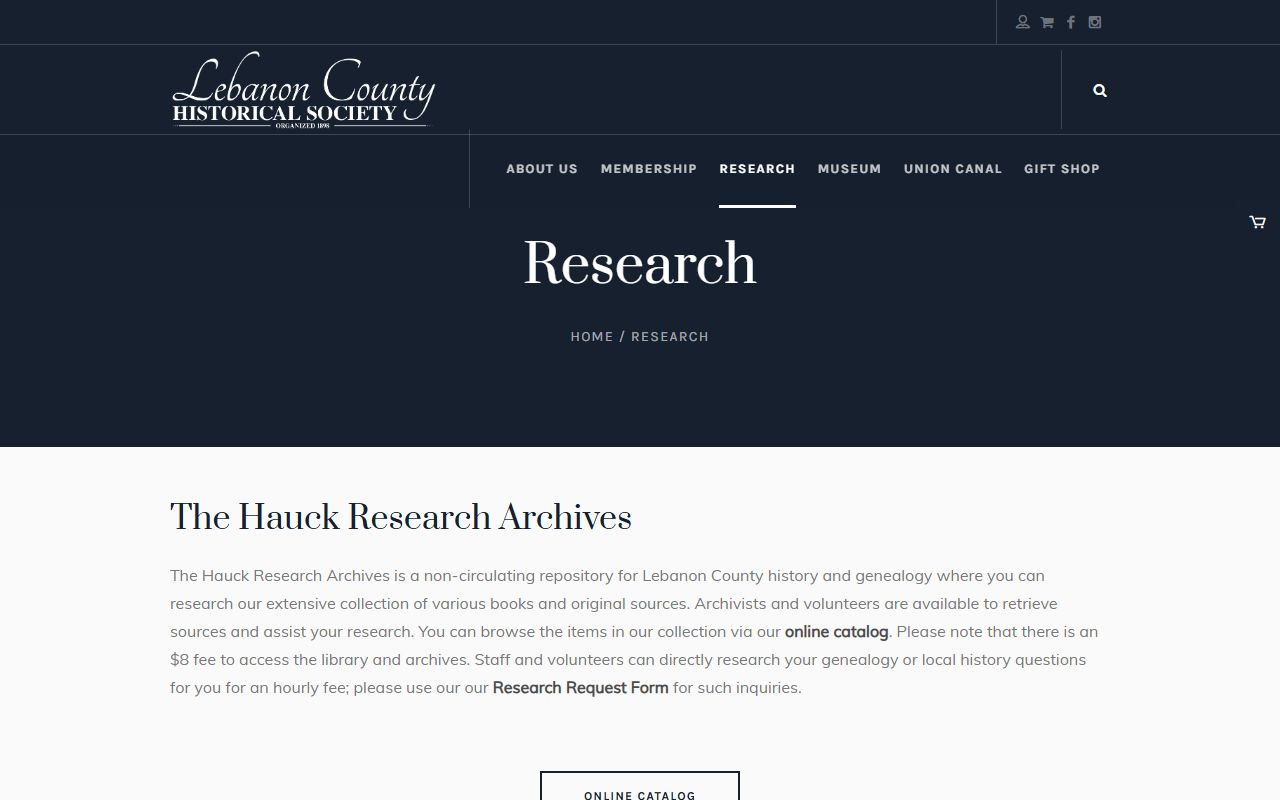 Lebanon County genealogy records and historical society research resources