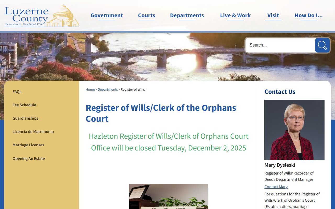 Luzerne County genealogy records