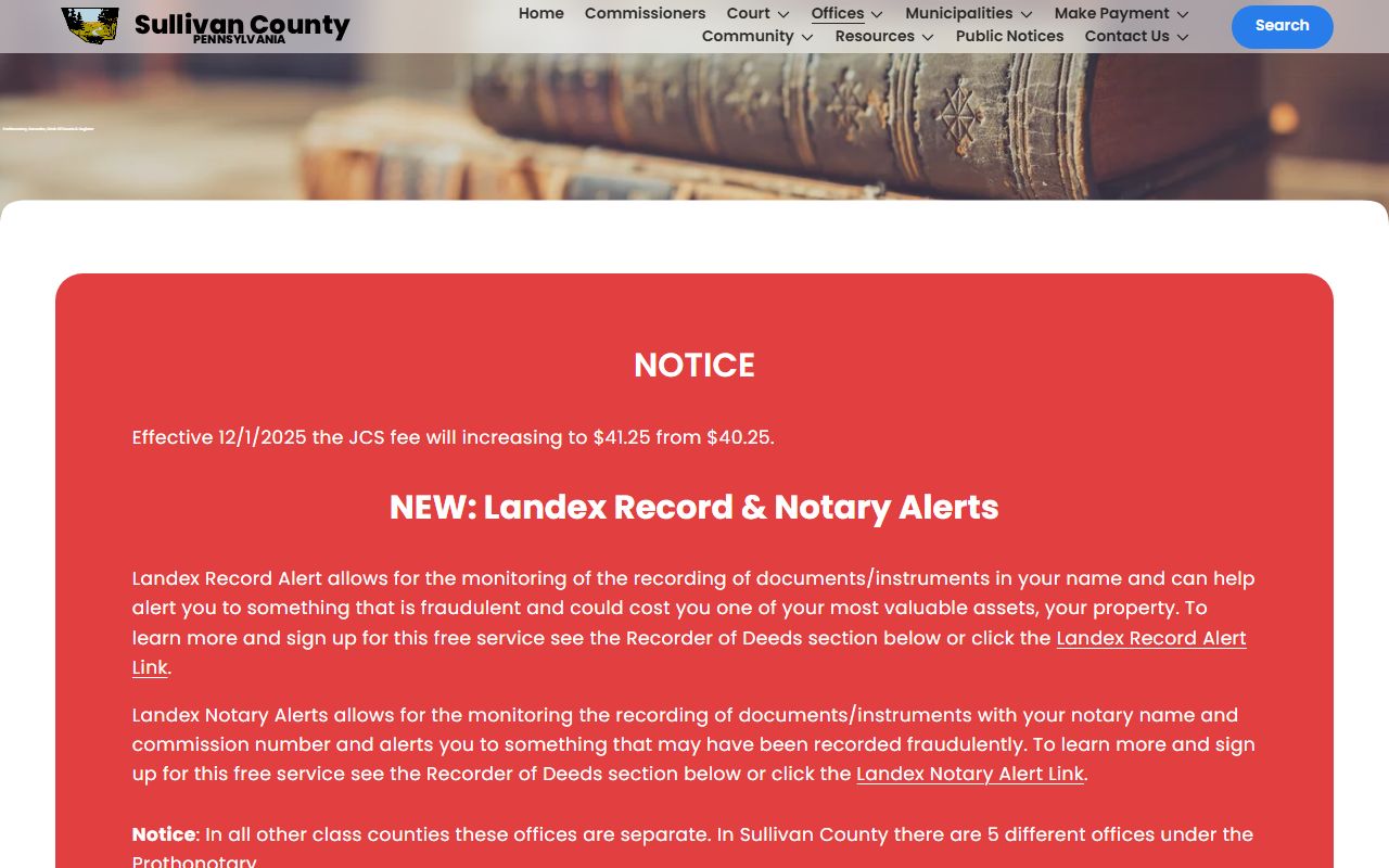 Sullivan County Pennsylvania Prothonotary office genealogy records